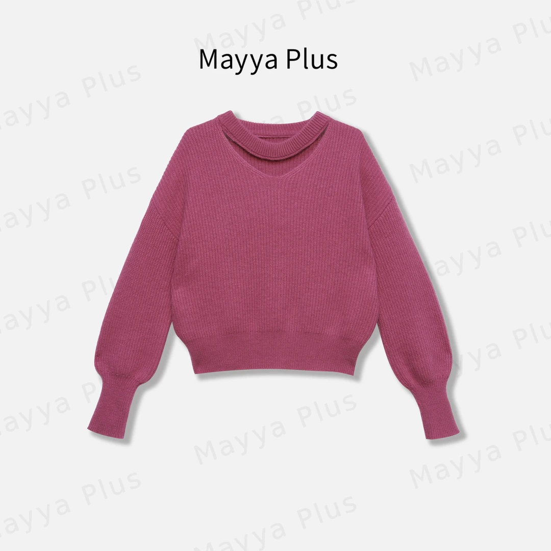 【温柔自洽】Mayya Plus 100浣熊毛轻奢气质显瘦款针织上衣32448172