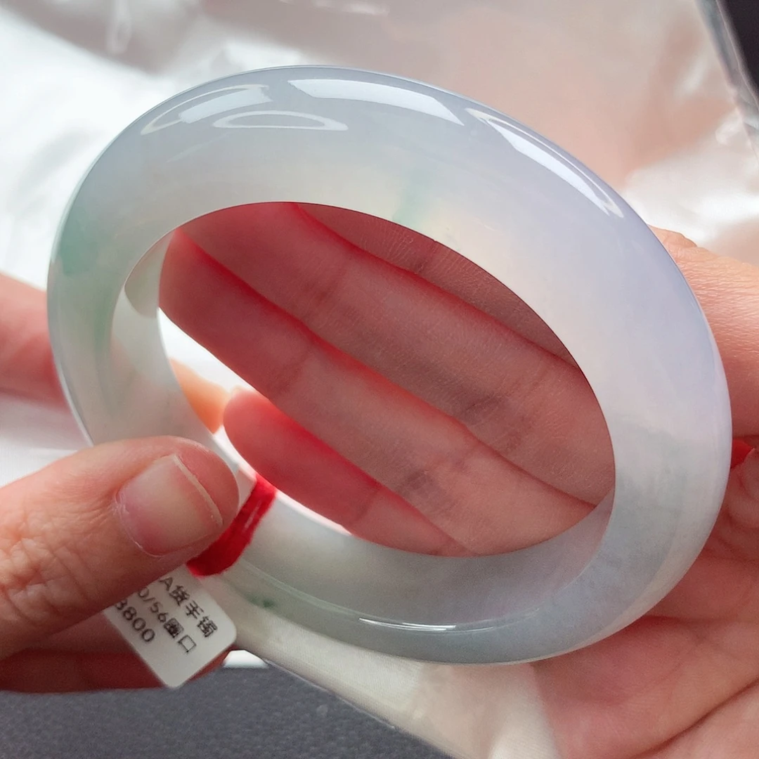 翡翠未镶嵌手镯冰胶半山水厚装飘花 小万天花板56 57