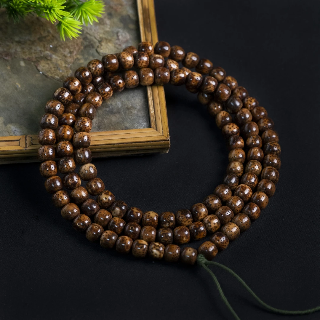 HANWU汉物·精工级中珀花皮桶珠10*9长串