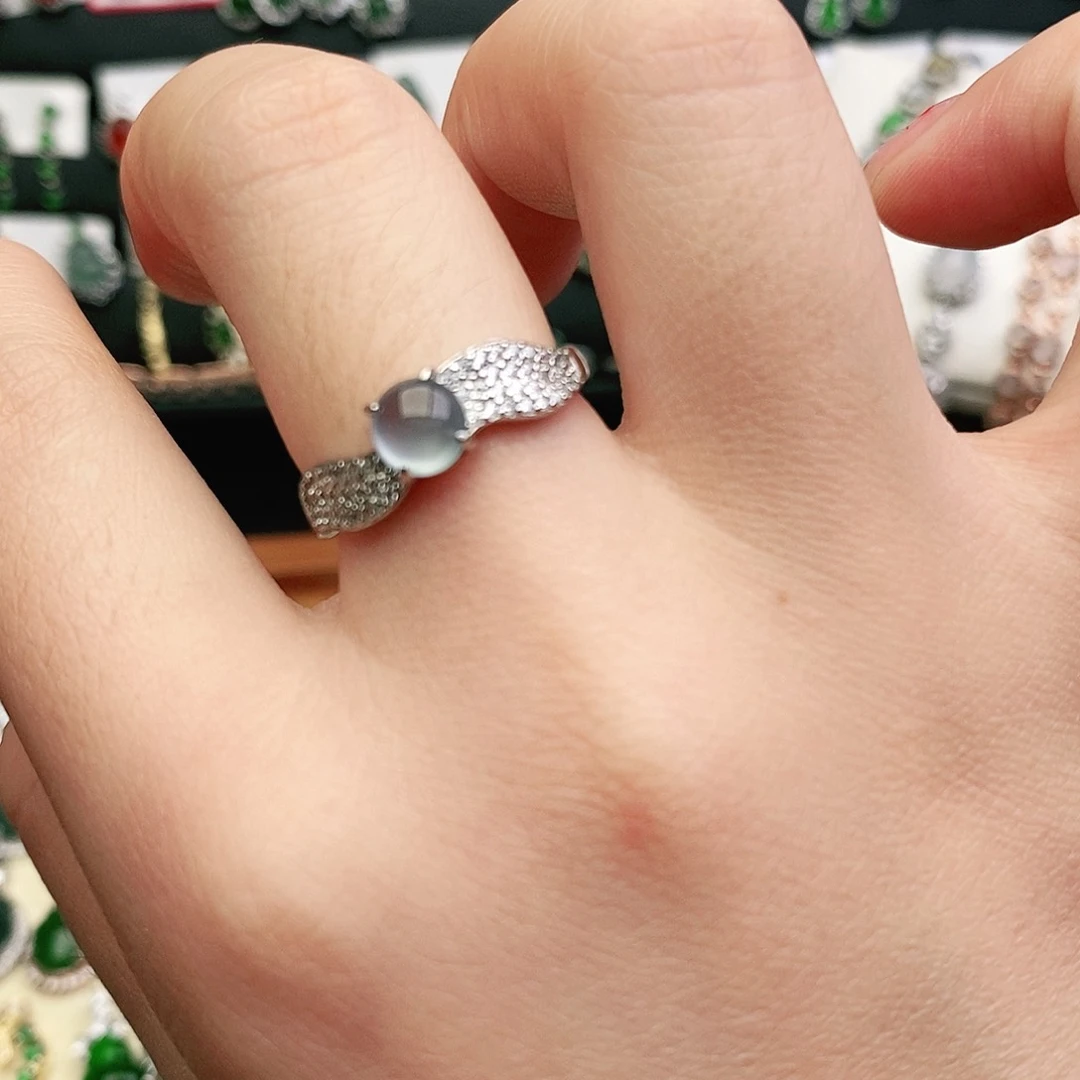 翡翠戒指银S925镶嵌翡翠