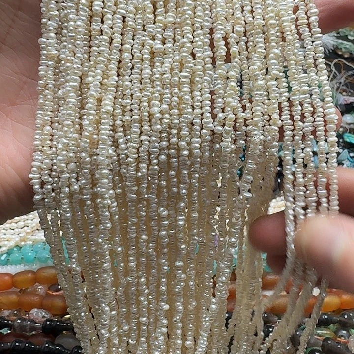 玛瑙/玉髓未镶嵌珠宝半成品一条3mm碎银子珍珠