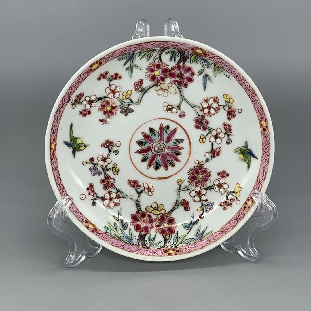 62509090*清雍正粉彩花卉纹碟/瓷器六/江苏省文物总店