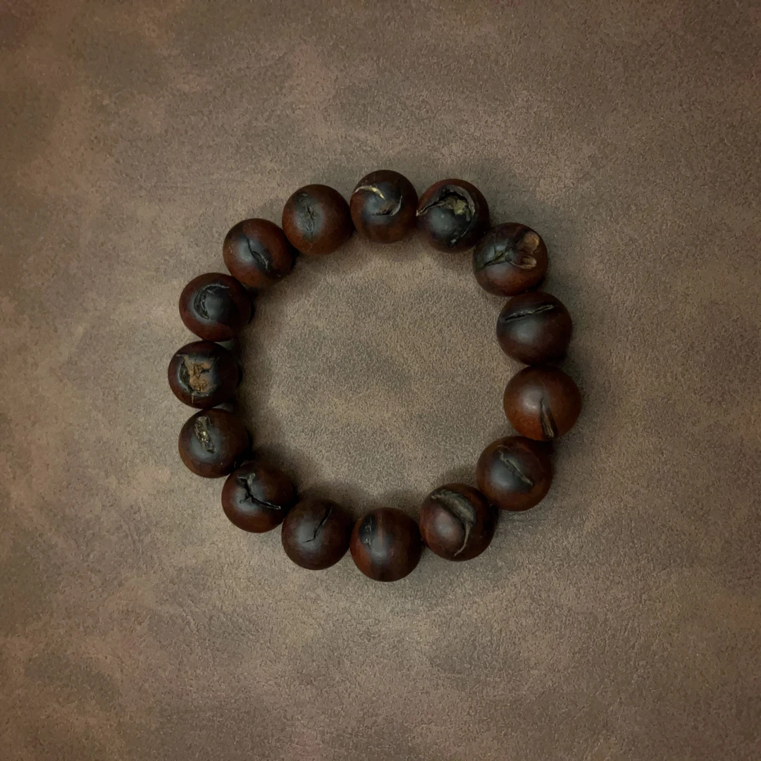 【雷击木】雷击枣木手串圆珠手串雷裂15mm雷芯料手串