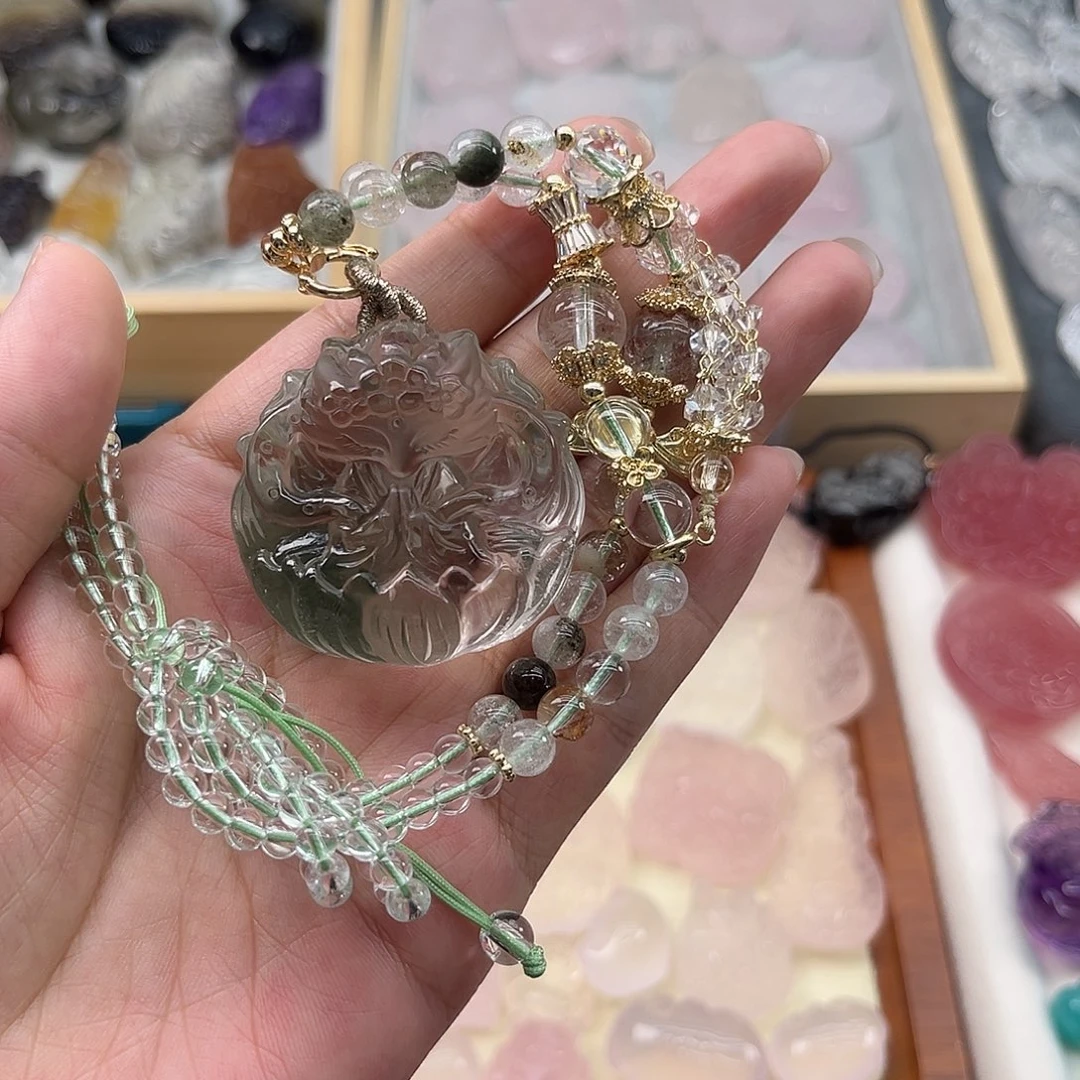 上***桃未镶嵌珠宝半成品水晶