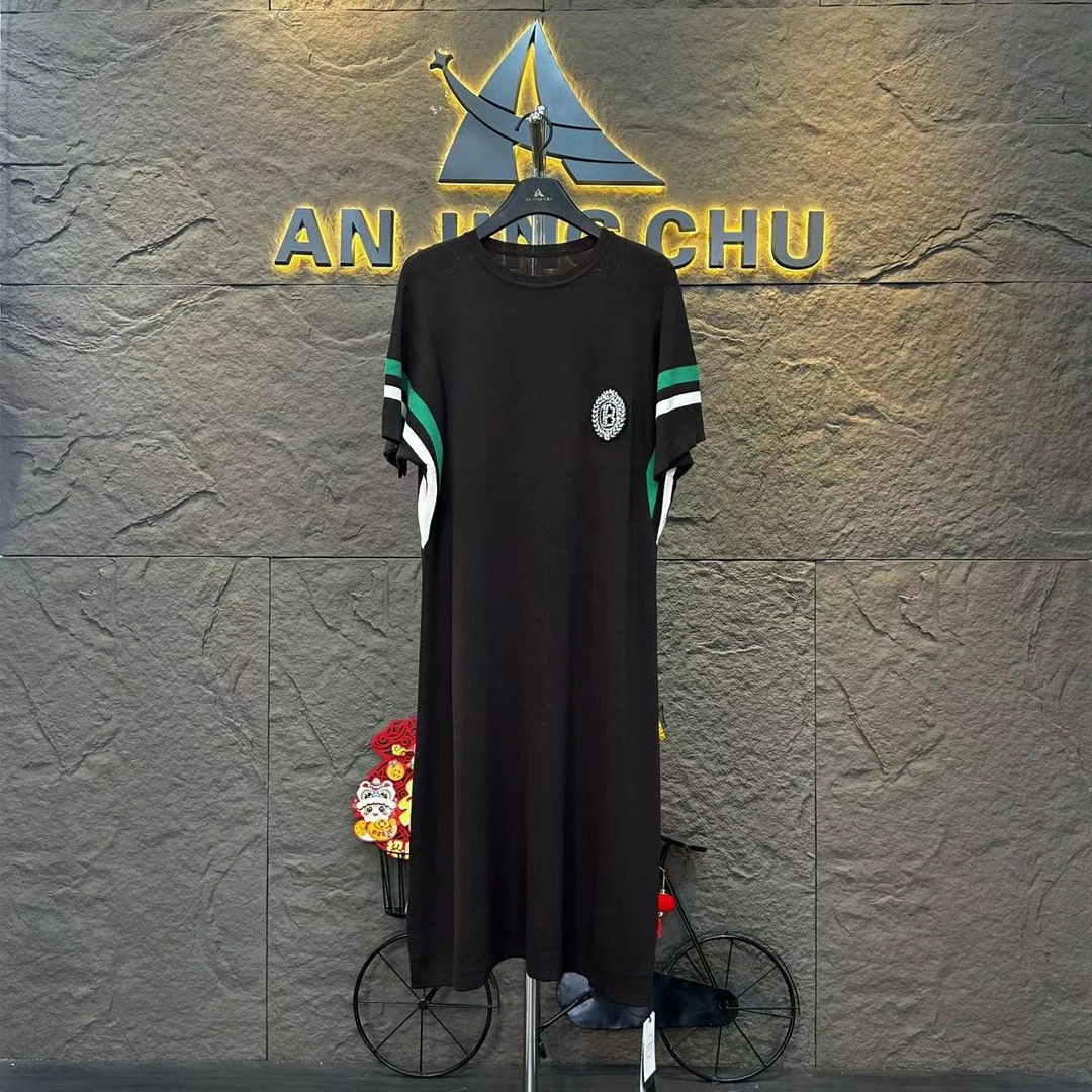 83  春季新款短袖长裙款式显瘦休闲简约中长款连衣裙