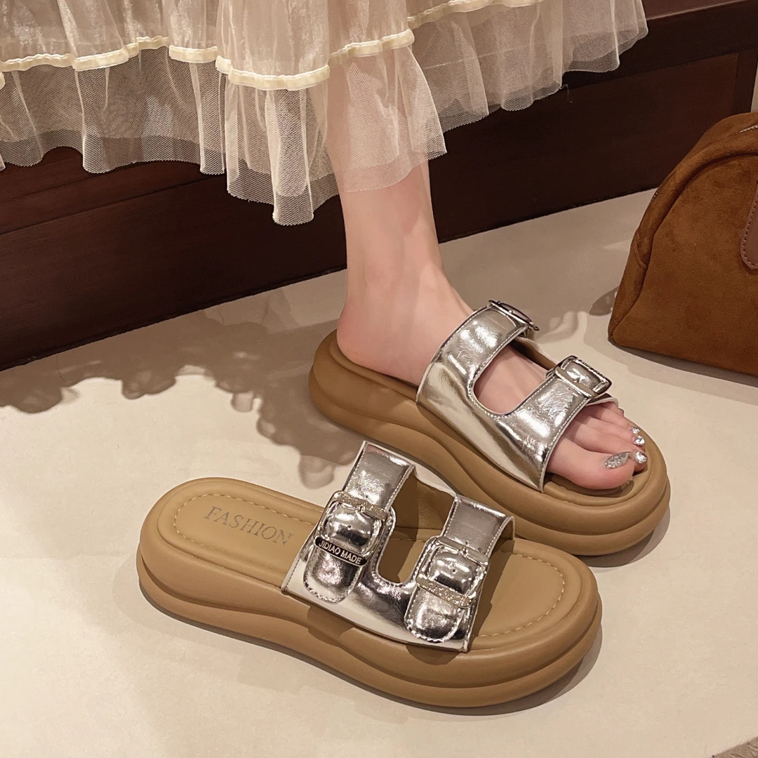 韩版厚底拖鞋女2025夏季新款百搭休闲外穿一字拖低跟时尚凉拖鞋女