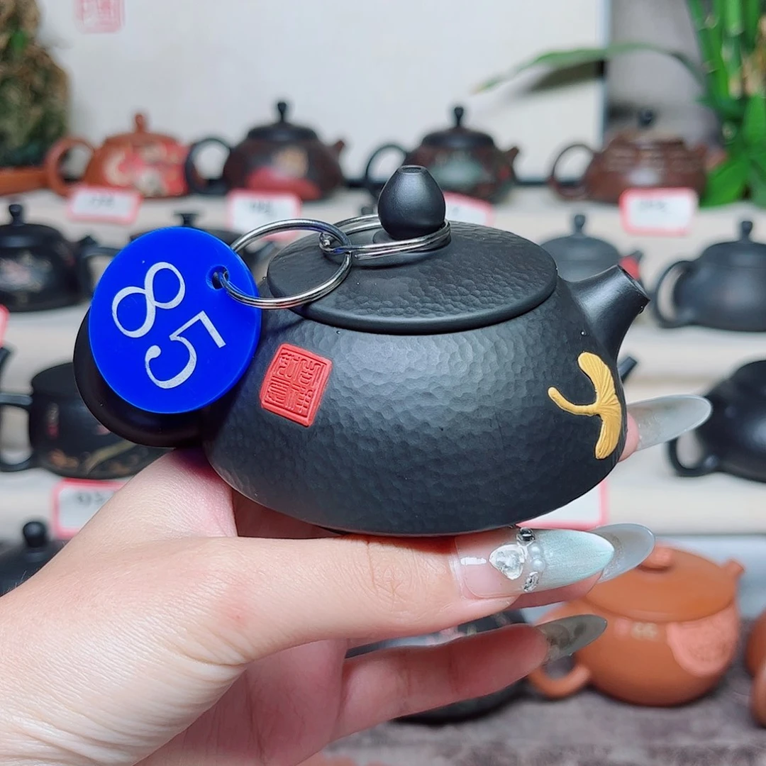 120毫升微微瑕纯手工锤纹堆雕短嘴石瓢