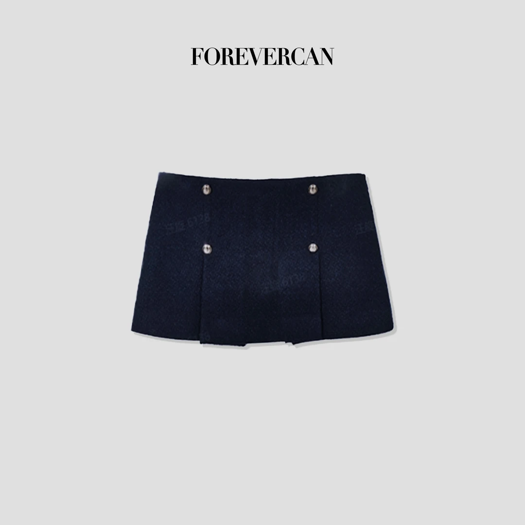 FOREVERCAN“摩登少女”m!u家复古百搭中低腰mini半身裙 SD21309