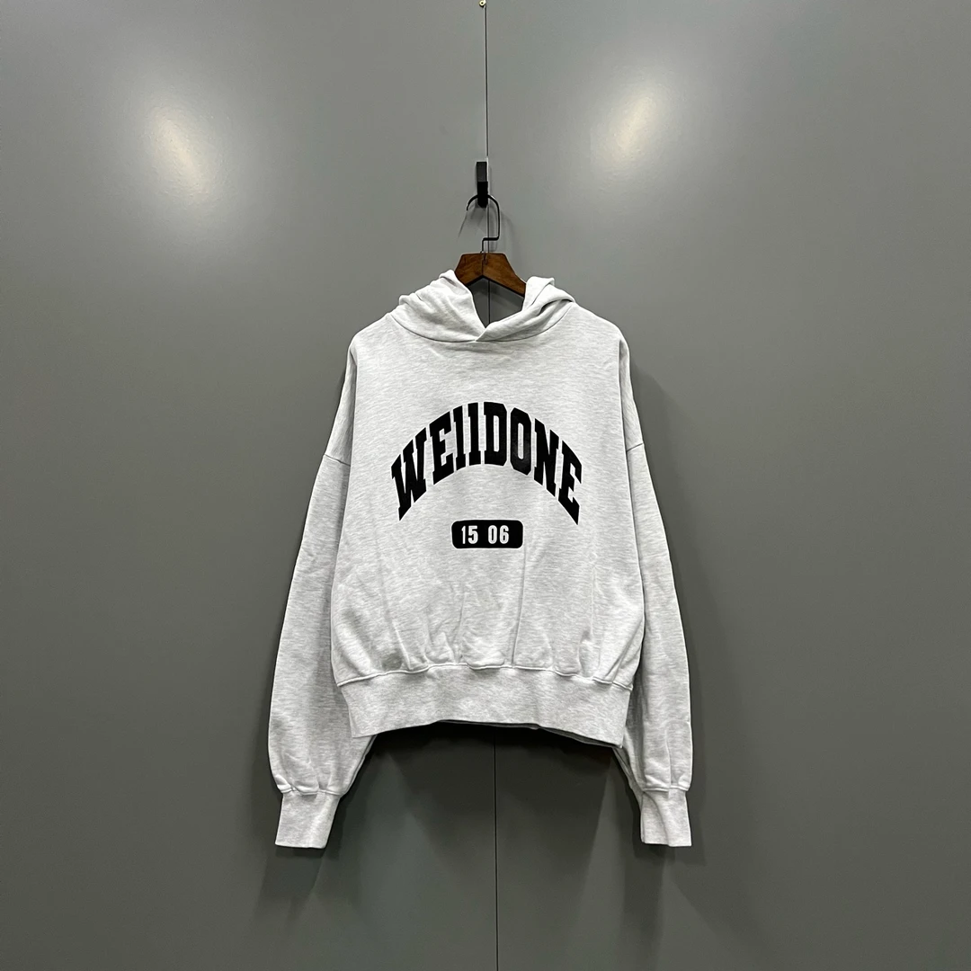 未使用 WE11 DONE jp  灰色胸口logo印花帽衫 S码 005740