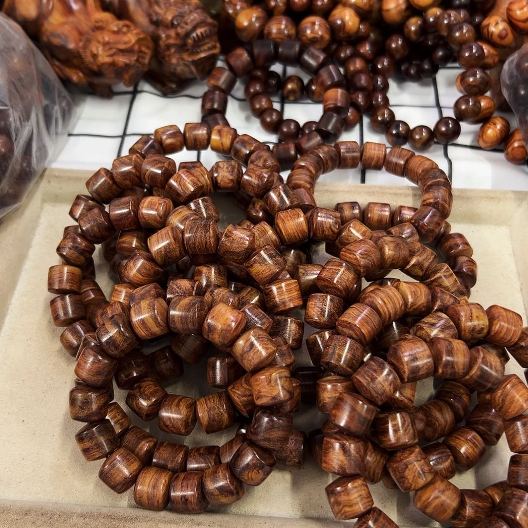 黄花梨/降香黄檀手串/手链15mm桶珠无胶