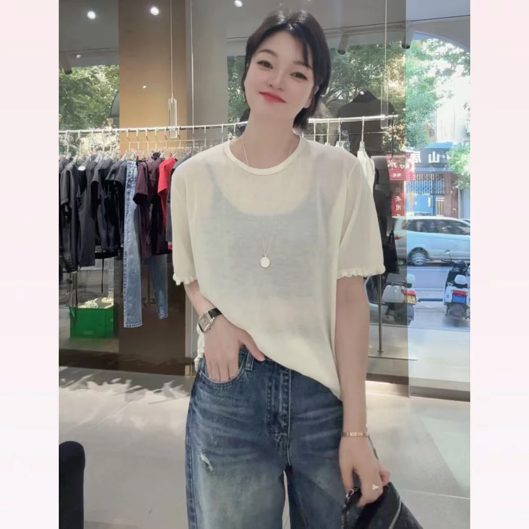 春苗女装     木耳边袖针织衫      时尚百搭毛衣针织衫
