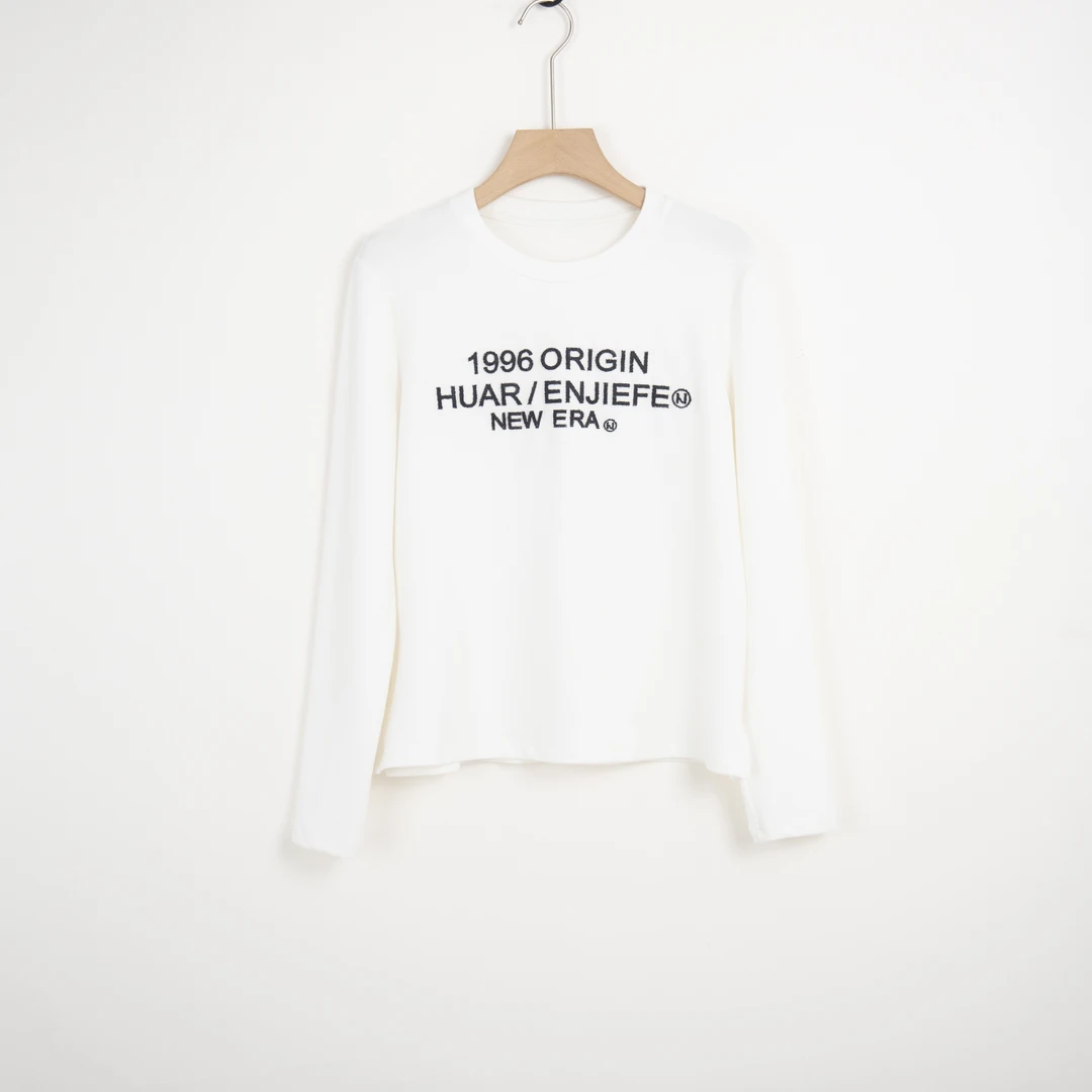 华人杰2024款装长袖t恤宽松时尚休闲女质感百搭白内搭上衣