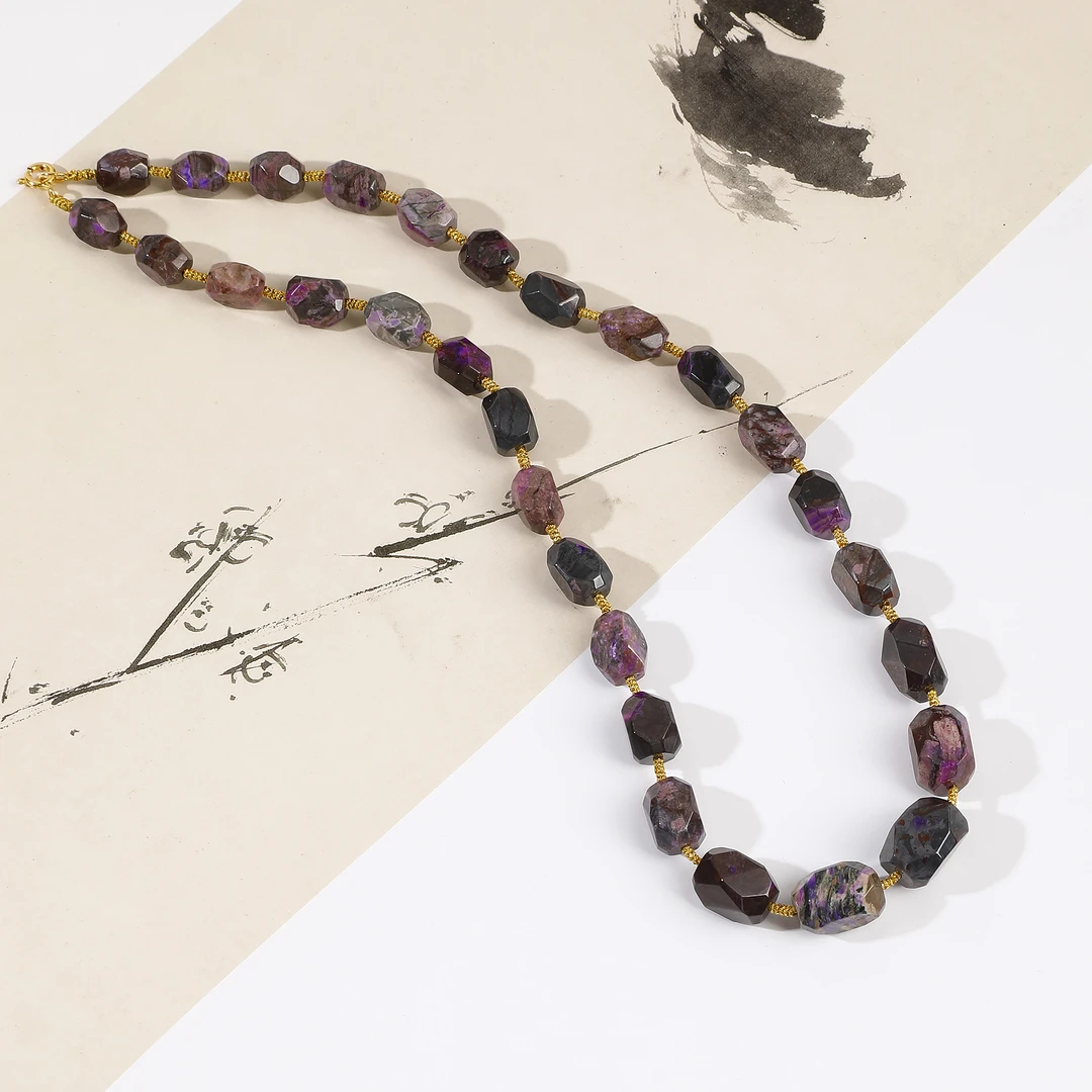 一了个卜老矿大颗舒俱来切面随形编织项链