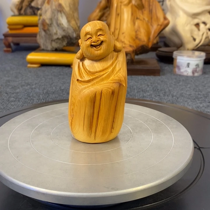柏木（崖柏）崖柏弥勒佛手把件小摆件