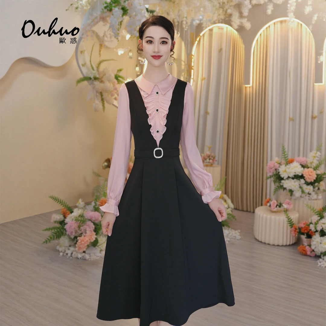 【木木定制】2025年秋季新款法式V领高贵优雅显瘦连衣裙OHDRI08089