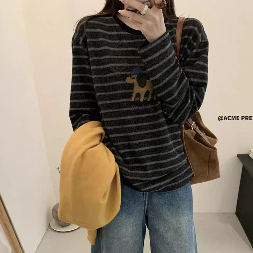 【婷姐家】欧货糯叽叽磨毛柔软糯T恤发财狗