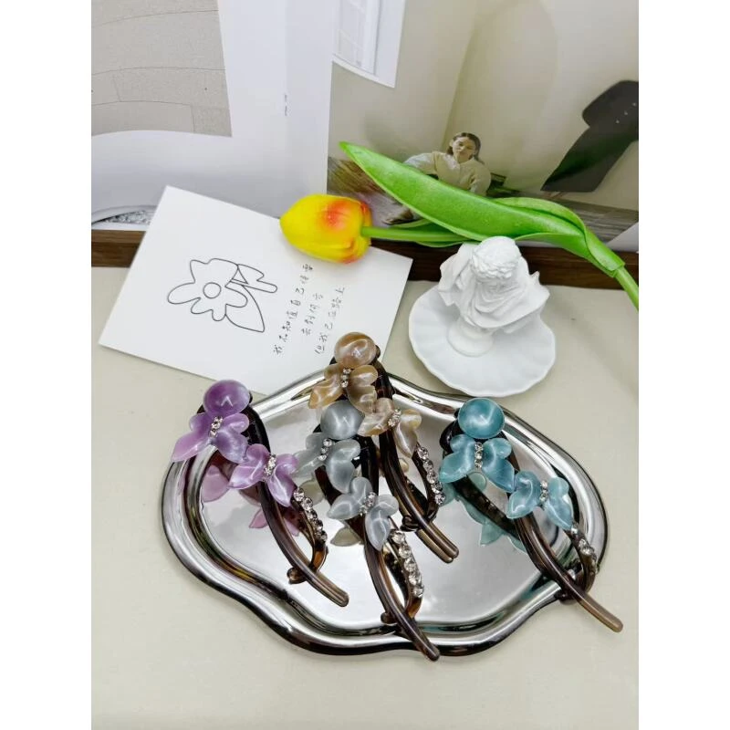 诗泊雅 新款幻彩华韵蝴蝶一字扭扭夹