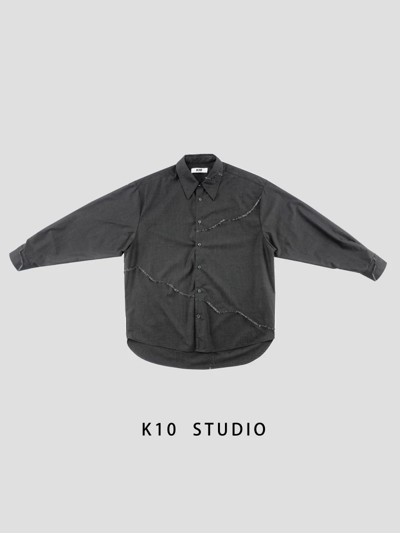 K10STUDIO棉感拉须设计长袖小众经典廓形衬衫日系