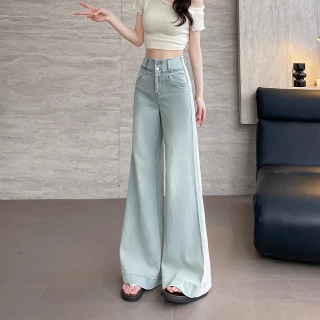 提臀遮胯不贴腿喇叭牛仔裤女2025年夏季新款爆款阔腿微喇裤子透气