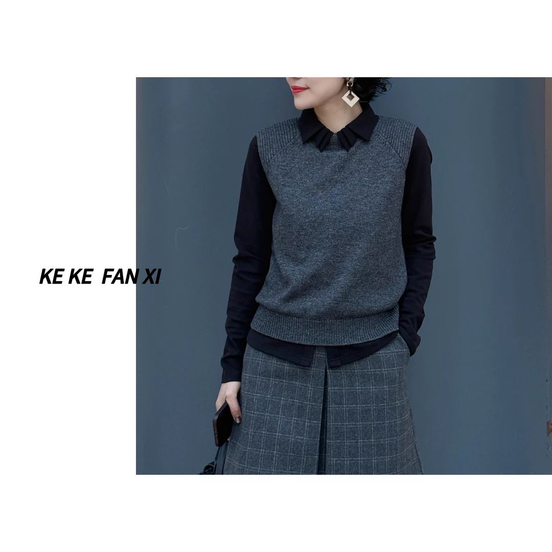 3101无袖针织马甲毛衣时尚休闲百搭秋冬套头