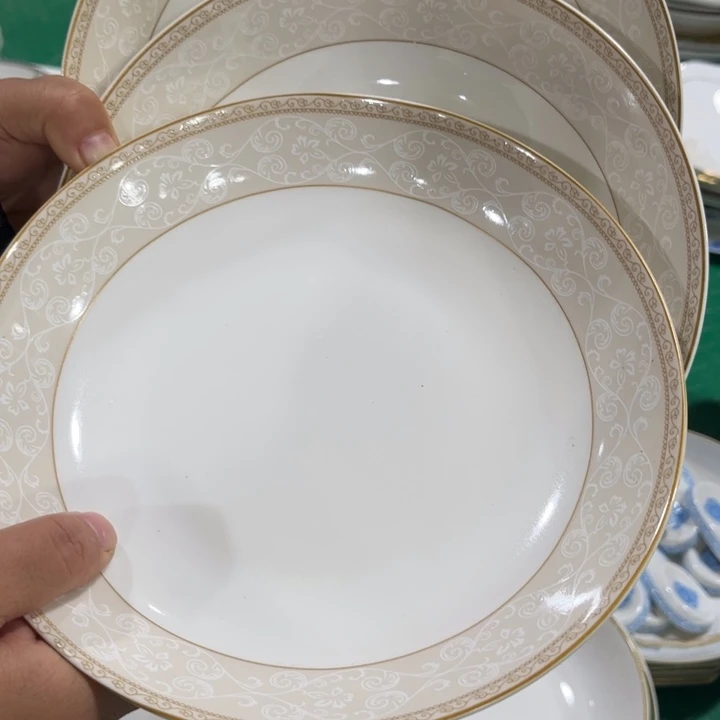 瓷片八寸深盘五个微瑕