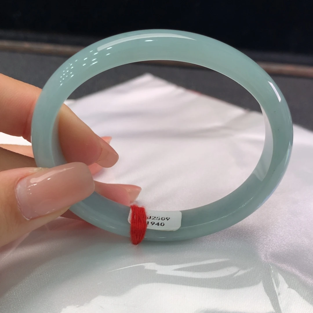 翡翠未镶嵌手镯缅甸A货翡翠 蓝水贵妃54 55