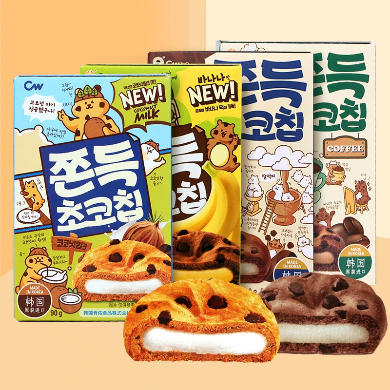 JIUR/九日韩国进口CW青佑椰子咖啡软糯曲奇休闲零食夹心打糕90g