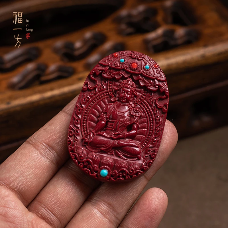 天然辰砂福一方生肖本命像散件吊坠编天然辰砂多圈手链