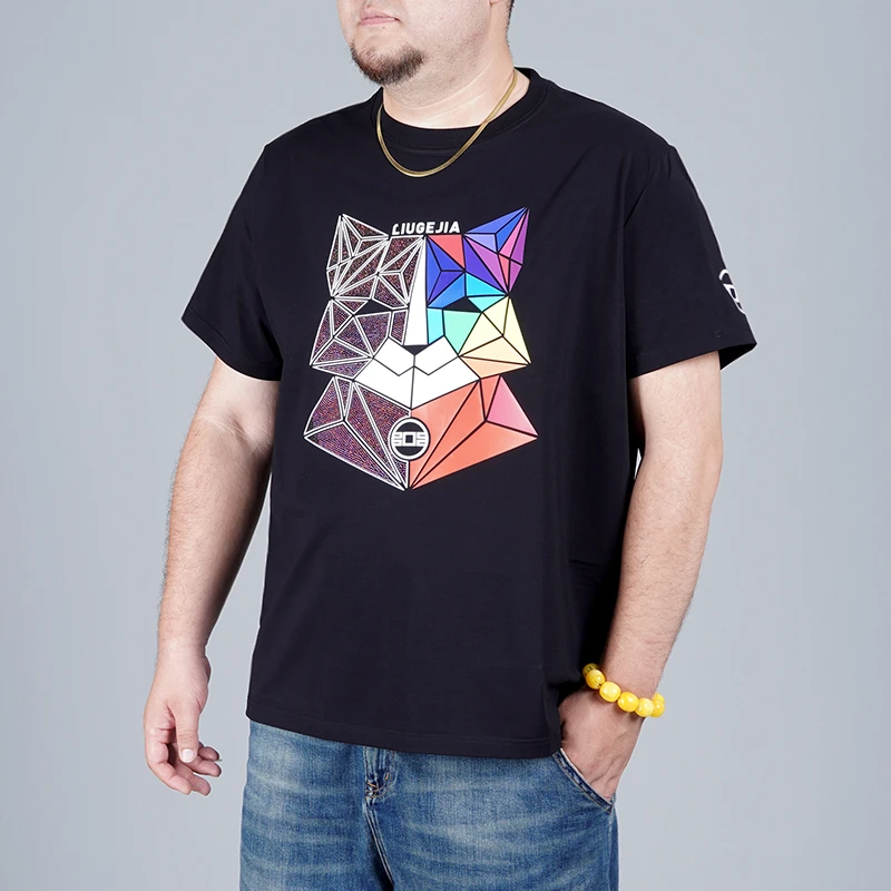 短袖休闲半袖印花猫t恤男士夏季透气户外情侣圆领大码短袖男t恤