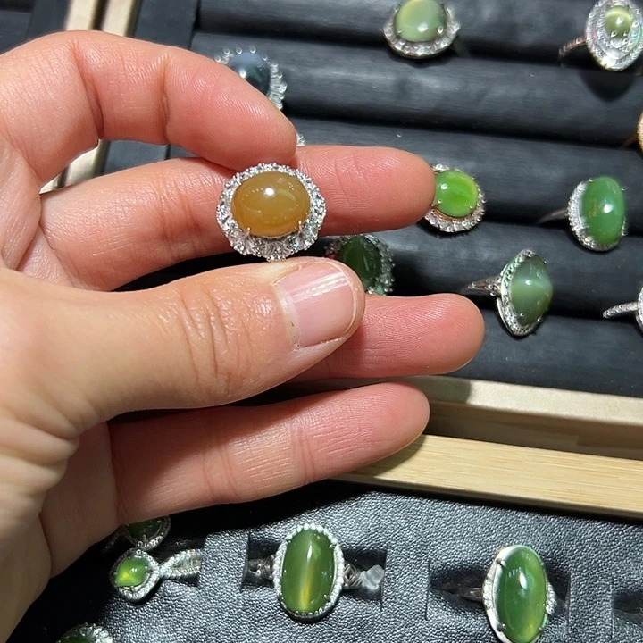 七***)和田玉银S925镶嵌耳饰