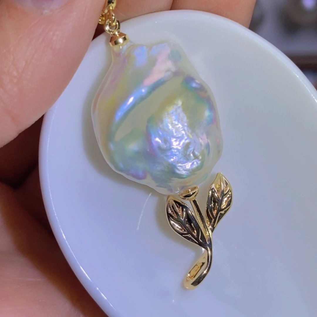 银S925镶嵌珍珠淡水珍珠