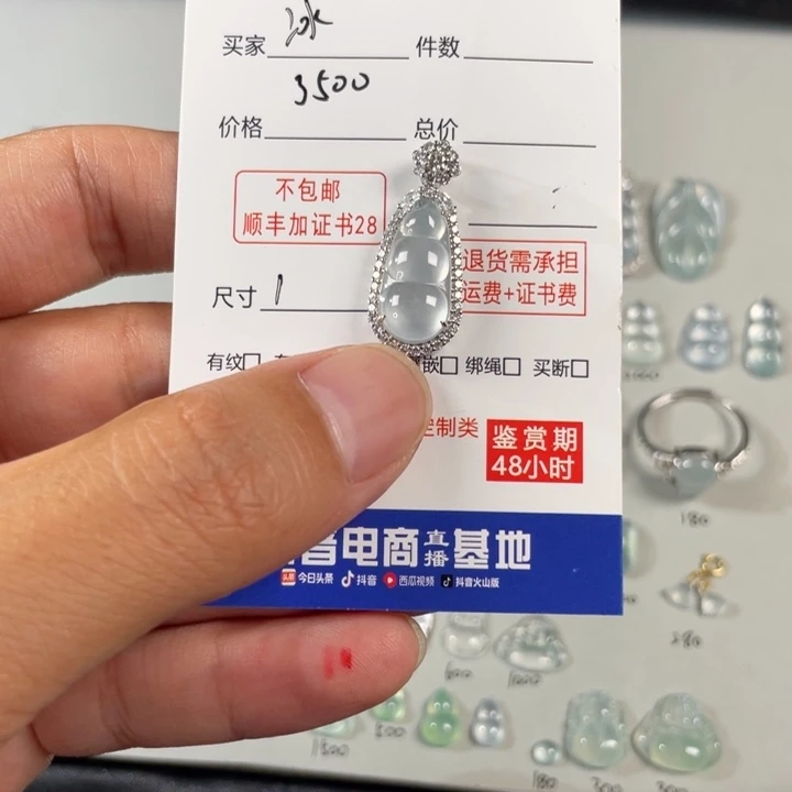 翡翠18K金镶嵌颈饰冰**。