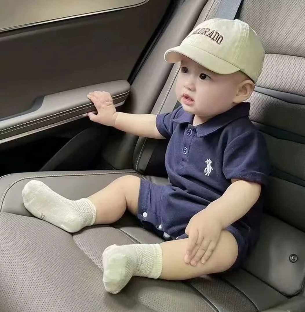 夏季新款骑士POLO哈衣男女宝婴幼儿小清新短袖洋气连体衣