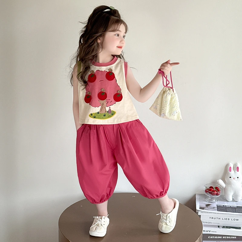 女童夏季超凉快套装儿童无袖背心宽松灯笼裤女宝宝韩版时尚两件套