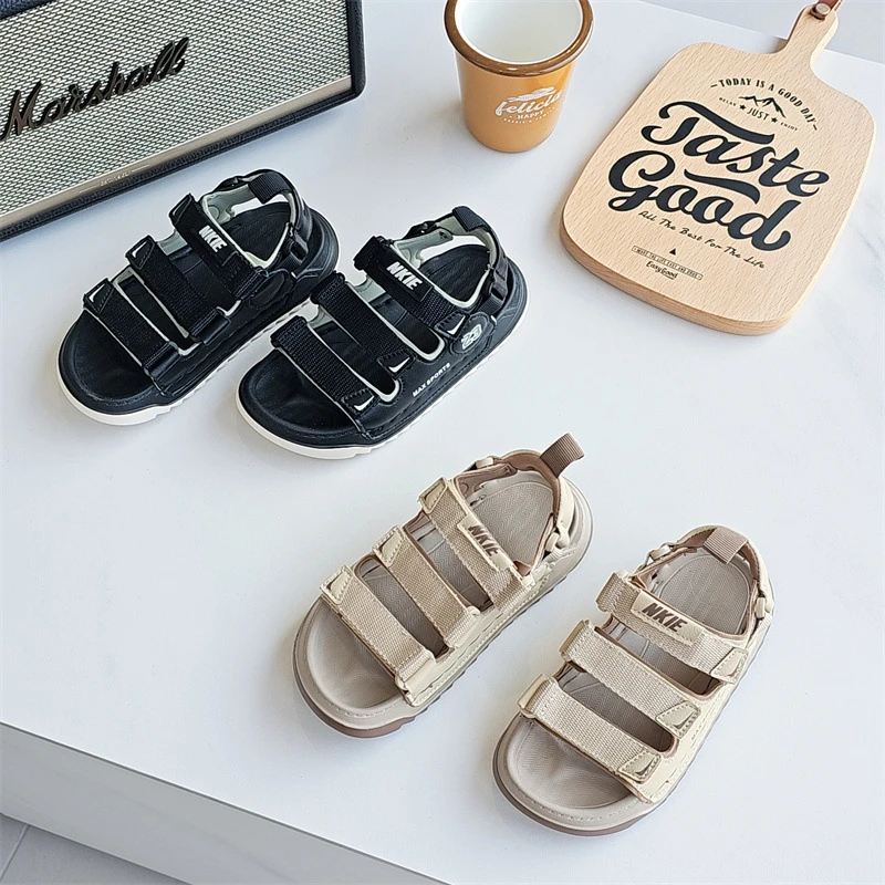 88012童鞋2025夏季新款韩版男女童休闲织带露趾凉鞋沙滩鞋26-37码