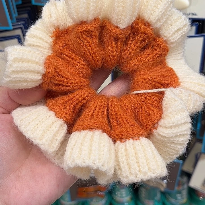 布艺铁合金橘色米色边发圈