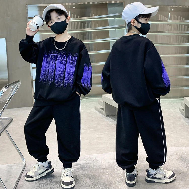 男孩韩版春季套装帅气运动儿童男童中大童男上衣春秋款卫衣两件套