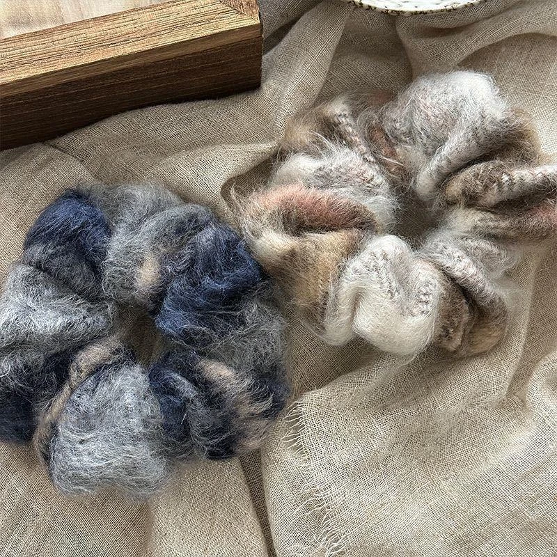 韩式秋冬毛呢大肠发圈温柔扎头绳2025新款高端皮筋ins风发绳发饰