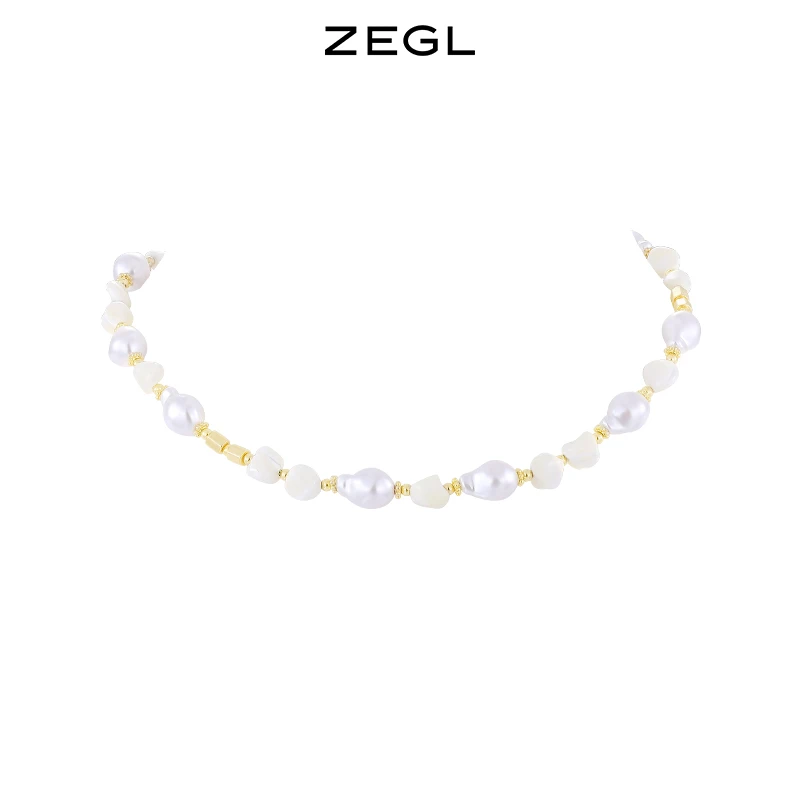 ZEGL 铜合金仿珍珠项链 OT扣项链经典轻奢法式简约百搭小众饰品