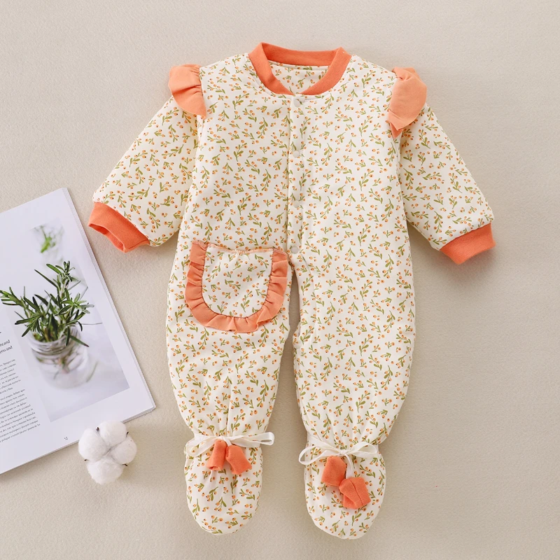 200克水洗棉花10度左右穿婴儿开档包脚棉衣新生儿早产儿满月连脚