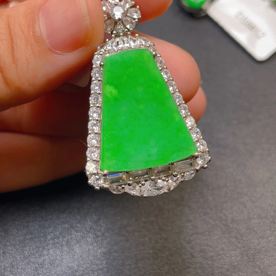 翡翠银S925镶嵌吊坠(不含链)