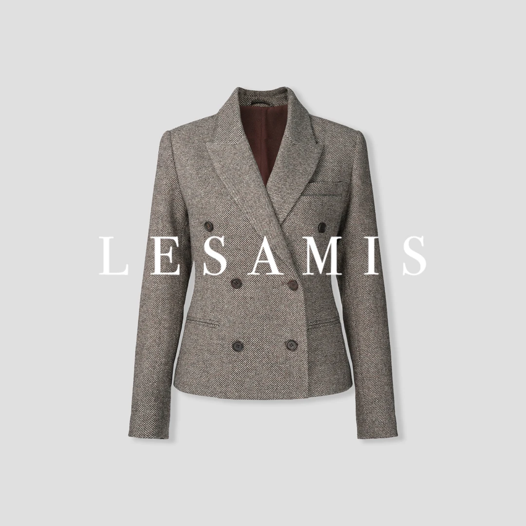 LESAMIS·「永恒的审美」鼎鼎奢·老钱风羊毛人字纹西装外套10568