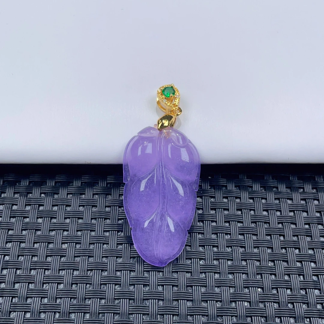 （清货）F紫叶子吊坠大气百搭多样性发一D023