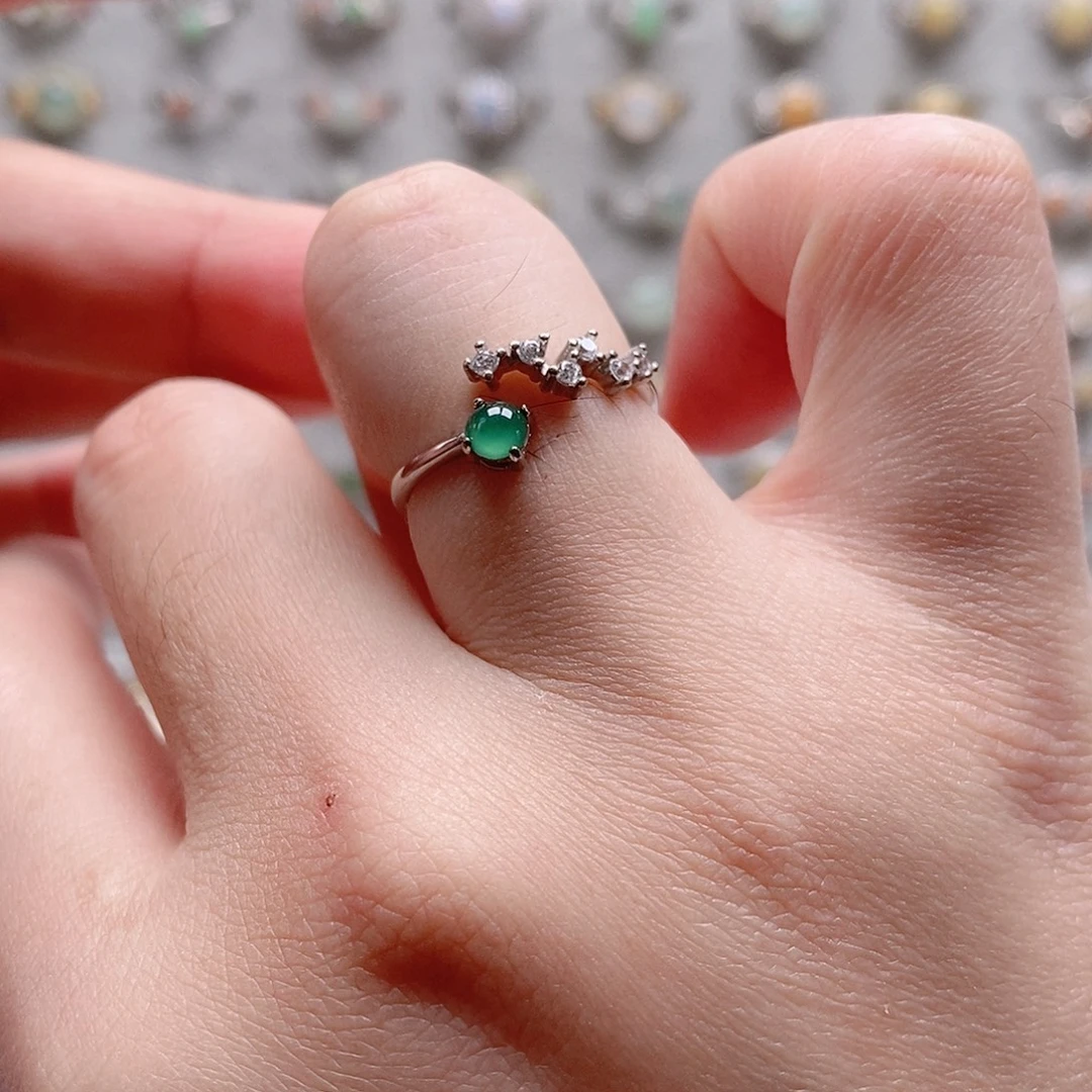 翡翠银S925镶嵌戒指