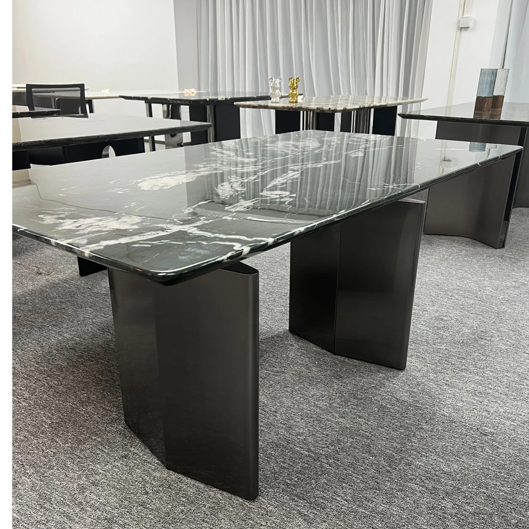 云母绿巴西进口纯天然奢石餐桌大理石轻奢极简意式设计师长桌