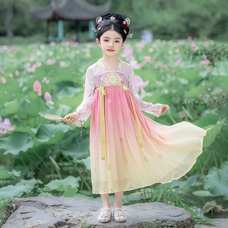 【月兔】秋季新品女童汉服连衣裙中国风小女孩仙气古风飘逸长袖