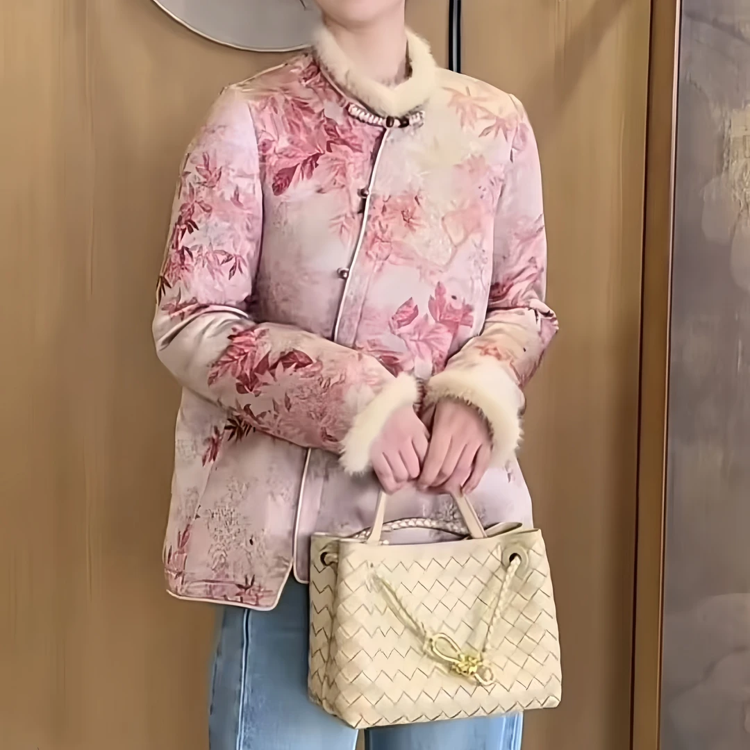 【晚枫】新中式宽松复古中国风立领秋冬新国风短棉服