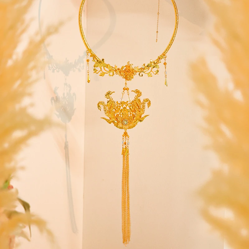 合金婚庆饰品 金色新娘配饰项链古风璎珞圈秀禾龙凤褂项圈MYQ74