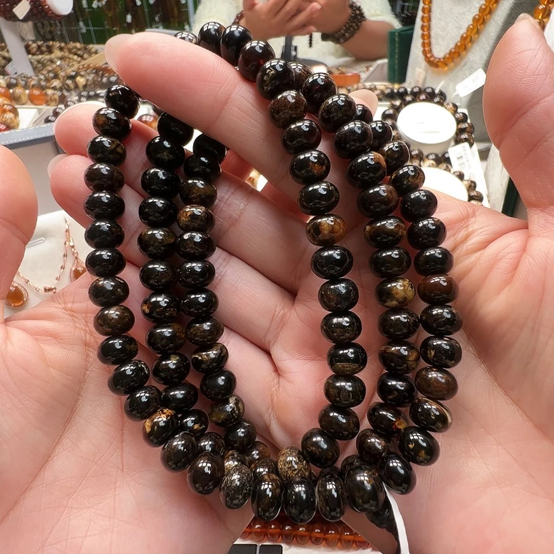 琥珀未镶嵌裸石抚顺琥珀8黑花