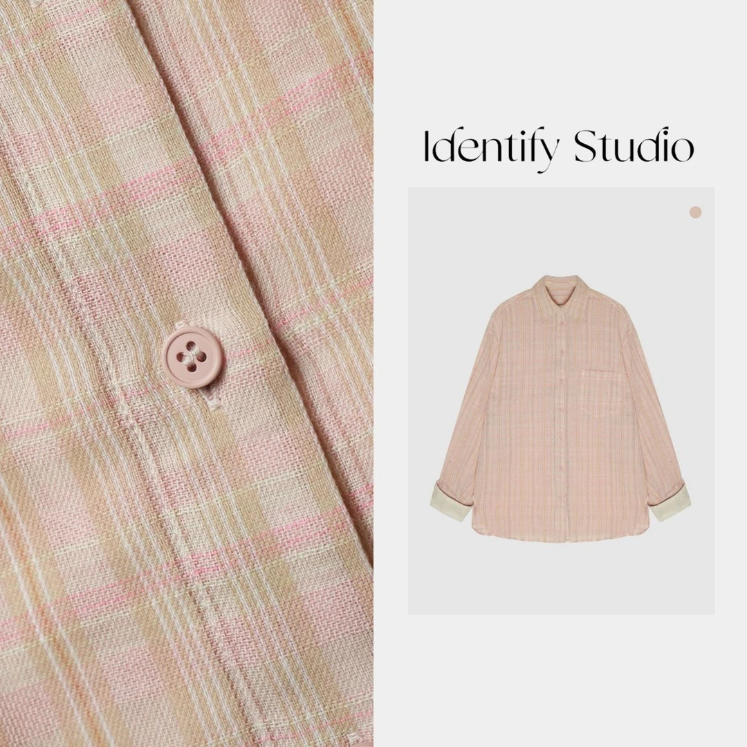 IDENTIFY“偶遇”春款新款时尚休闲百搭竖条纹宽松袖口拼接衬衫